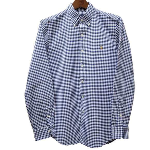 Ralph Lauren Button-Up Blue Checkered Dress Shirt Size Small Men's Pre-owned - Picture 1 of 5